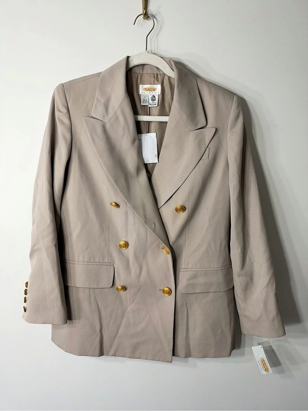 Talbots Petites Double-Breasted Wool Blazer Gray Size 4P NWT